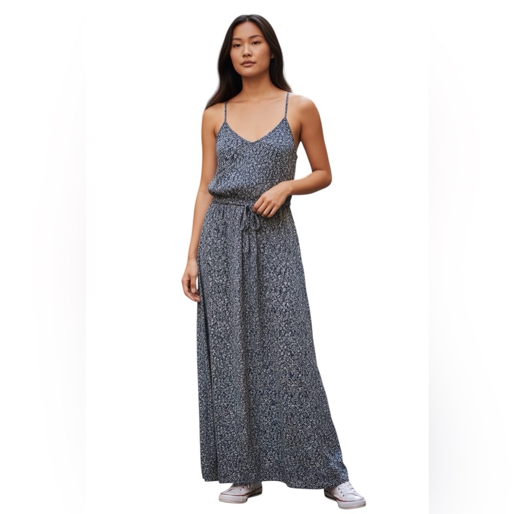 ANTHRO STARING AT STARS SHEER DITZY PRINT MAXI STRAPLESS DRESS S